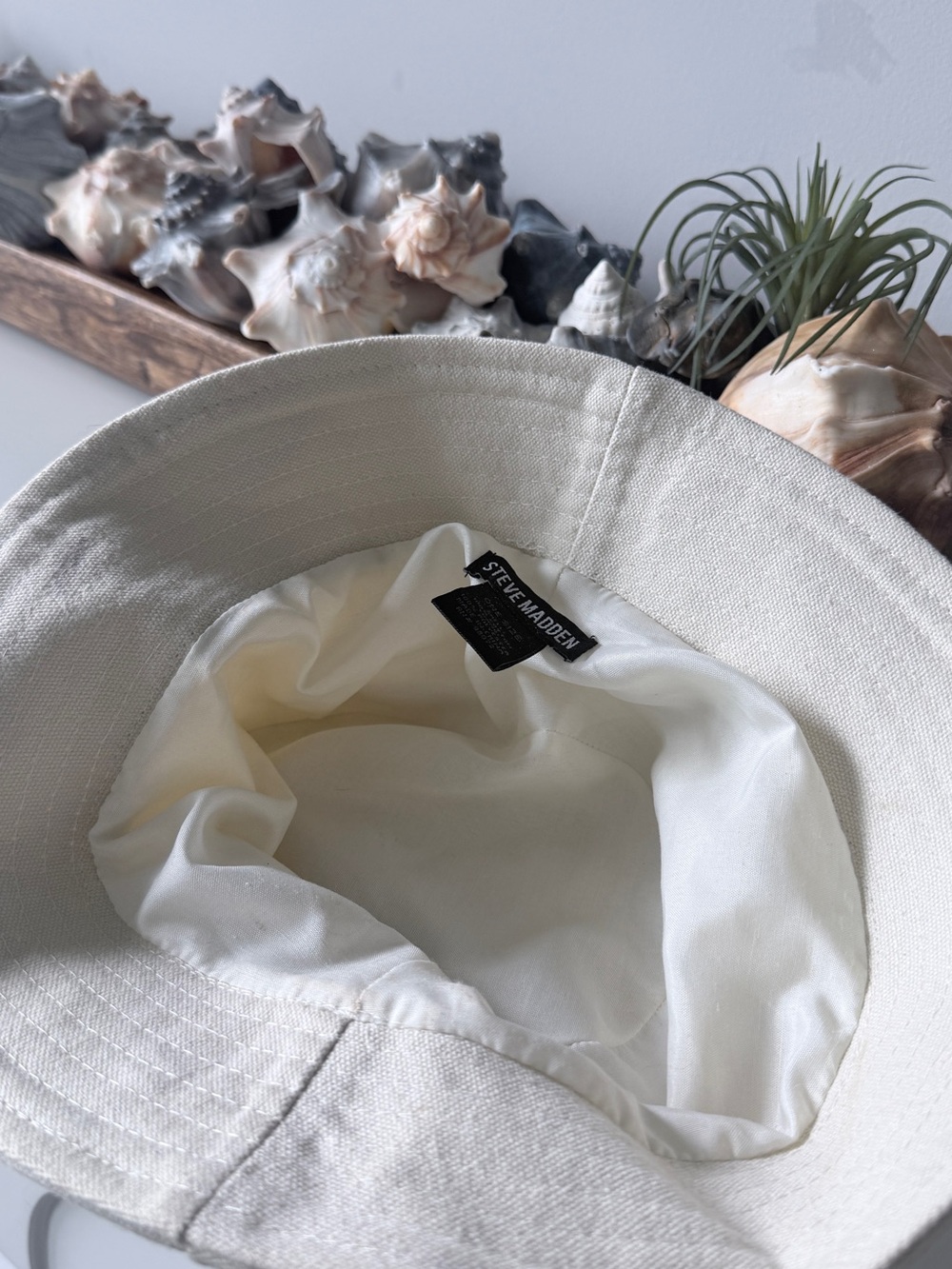 Steve Madden Cream Cotton Bucket Hat - Picture 4 of 4